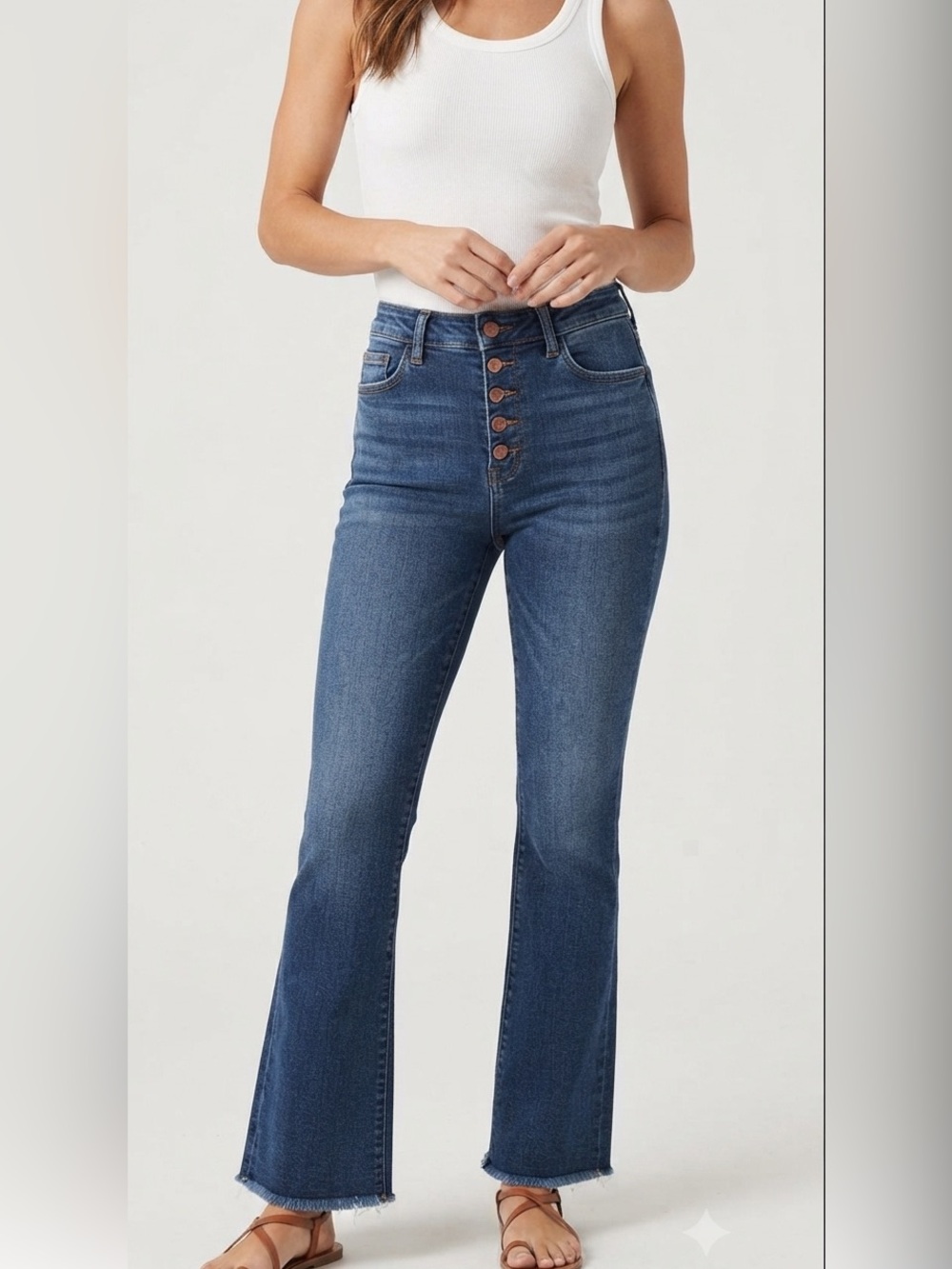 KanCan Dark Blue Button Fly Flare Jeans